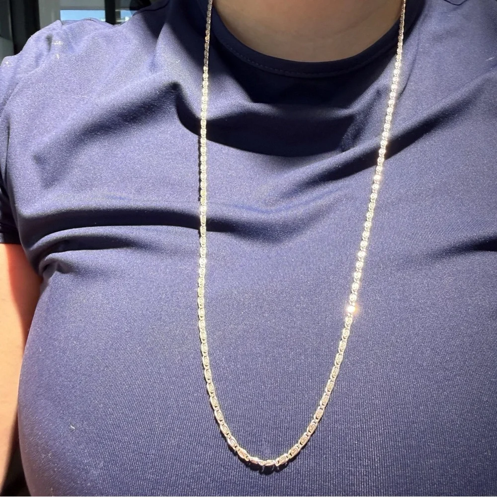 Vintage 925 Sterling Silver Interlinked Necklace 32”